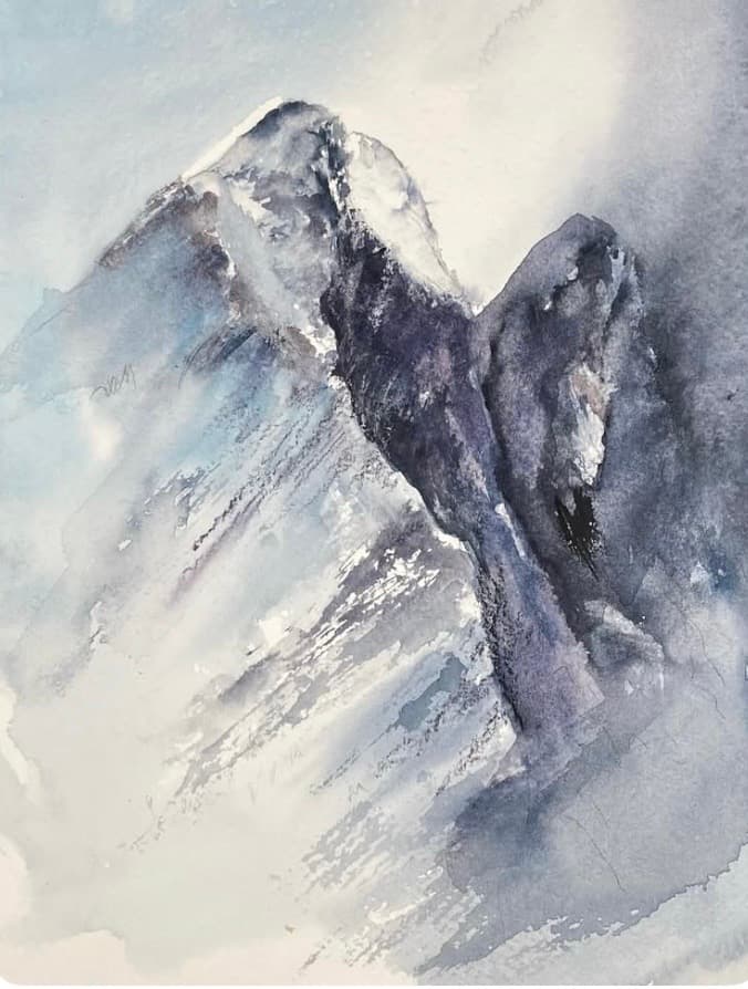 Midi d´Ossau — acuarela original, Irina Gîndea